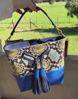 Mara Bucket: Electric Blue & Snake Print