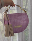 Husk Bag: Taupe & Purple Lizard Print