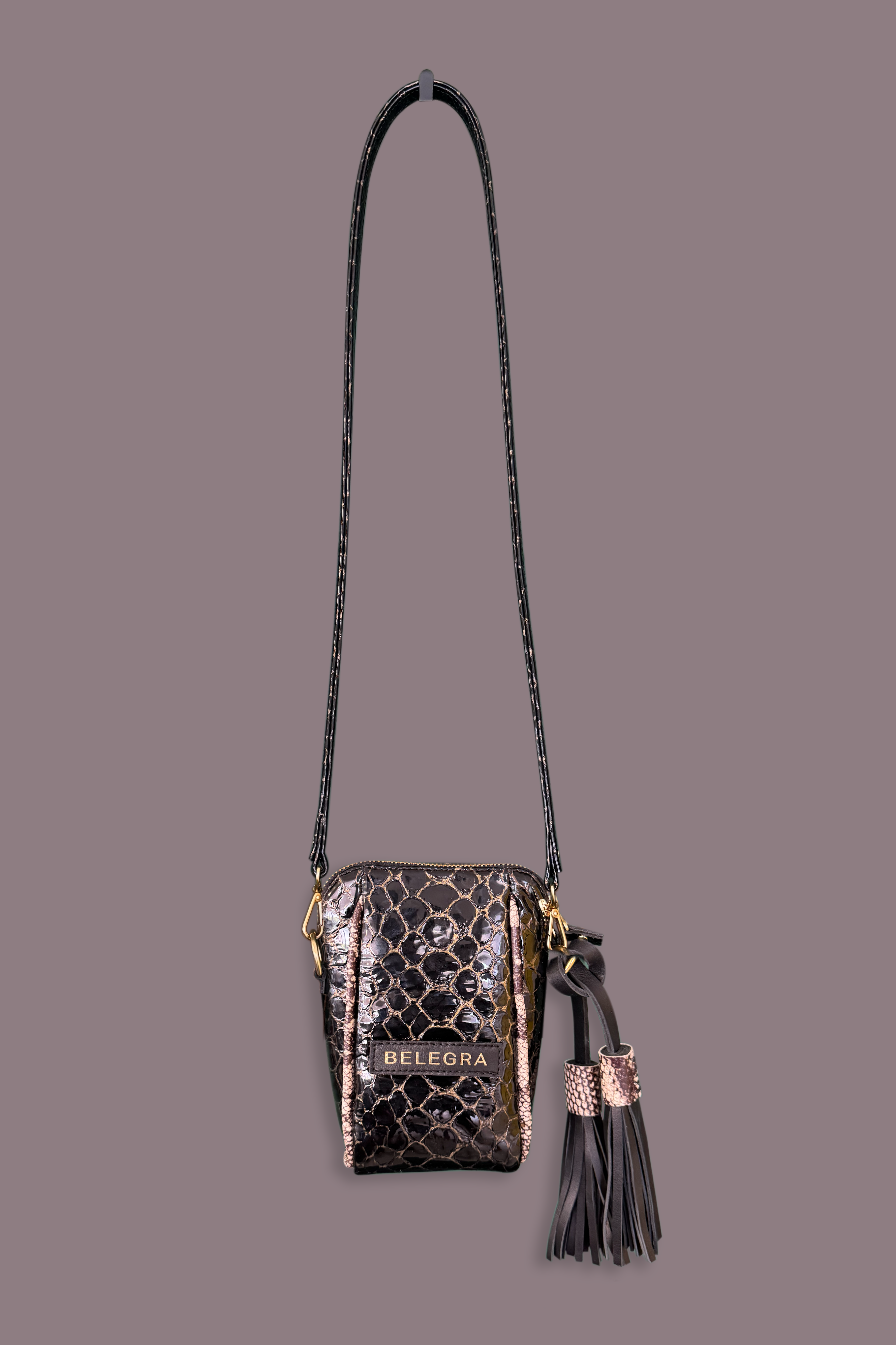 Crossbody Pouch Black &amp; Snake Print